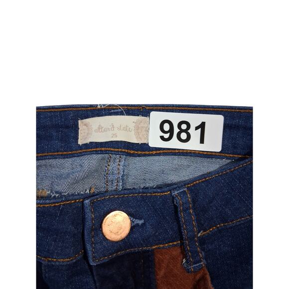 Altar'd State Flare Patchwork Women size 25 Faux Suede Hippie Retro Grunge Pants - Picture 10 of 12